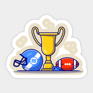 Helmet, Rugby Ball, Whistle And Gold Trophy Sticker